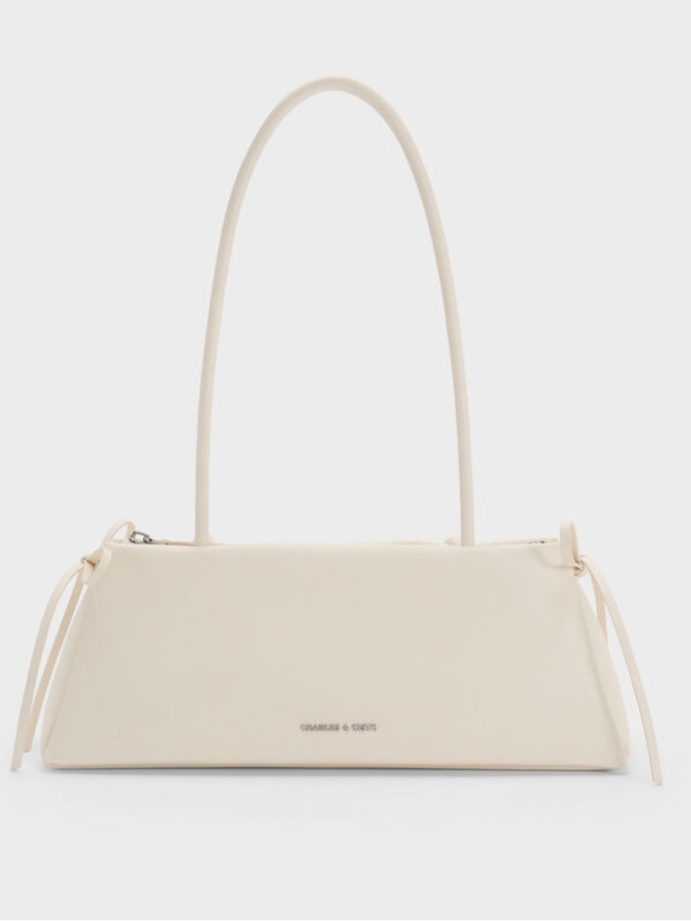 Charles & Keith Hazel Bow Elongated Shoulder Bag - Cream
